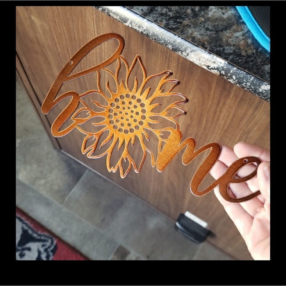 Metal H🌻ME Wall Decor Sign with Sunflower Graphic - Beautiful Bronze Color! - Picture 2 of 5